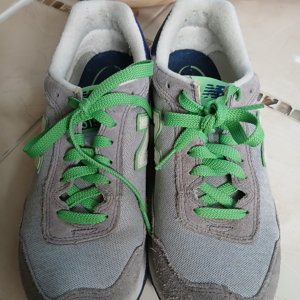 New Balance  515 Running Gray Sneakers with Bright Green Laces